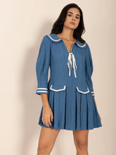 Tie Front Pleated Three-Quarter Sleeve Mini Dress OutfitFlow